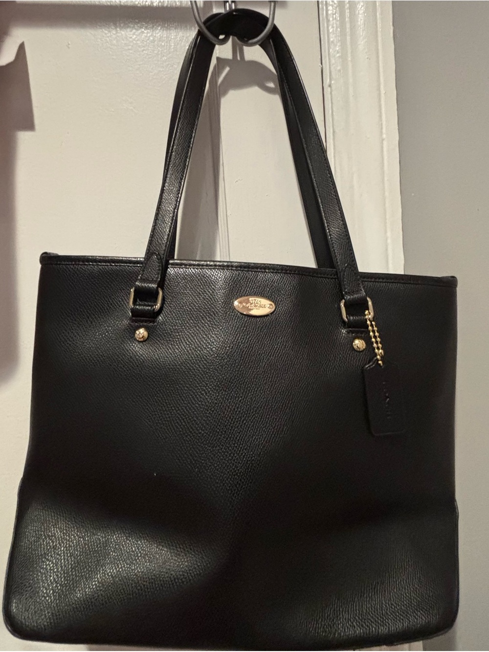 Coach Black Pebbled Leather Double-Handle Tote with Gold Hardware NWOT